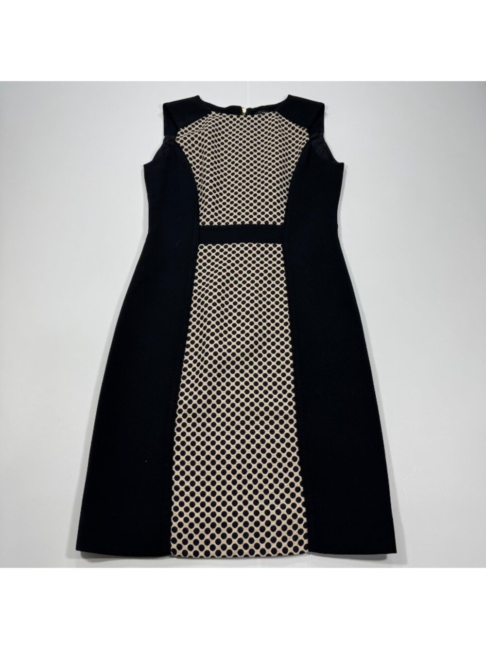 Tahari ASL Dress Women's 4 Black Polka Dot Polyester Sheath Party Cocktail Lined
